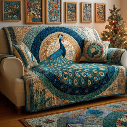 Halo Peacock Quilted Sofa Cover GFTOQM1615