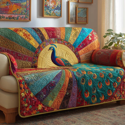 Sunrise Peacock Quilted Sofa Cover GFTOQM1617