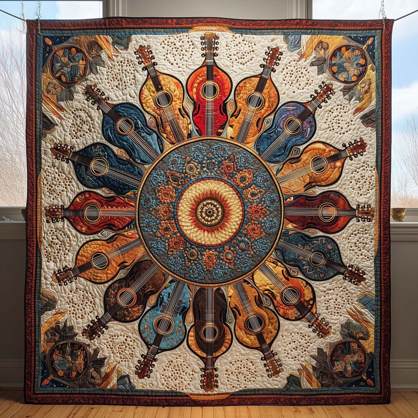 Guitar Mandala Quilted Blanket GFTOQM1651