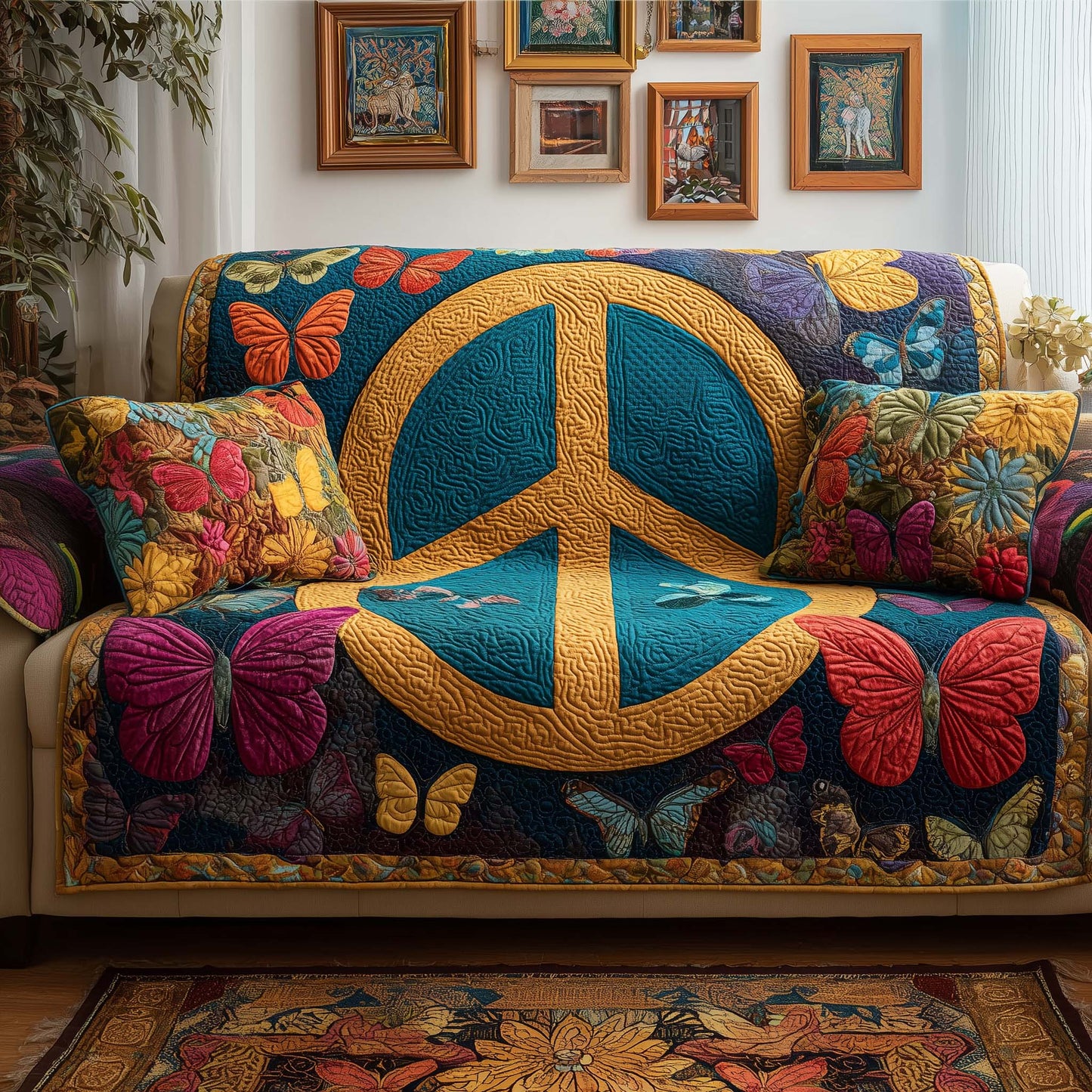 Butterfly Peace Quilted Sofa Cover GFTOQM1663