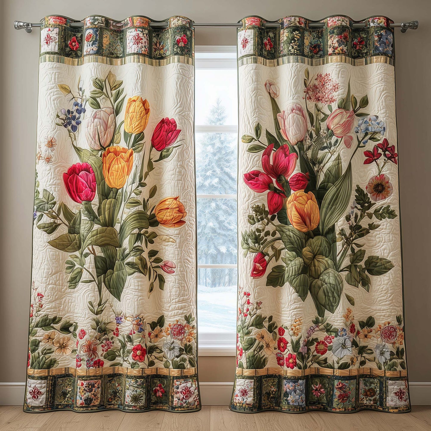 Tulip Harmony Quilted Curtains GFTOQM1687