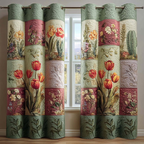 Vintage Tulips Quilted Curtains GFTOQM1690