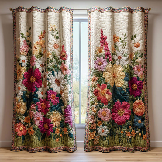 Cottage Flowers Quilted Curtains GFTOQM1692