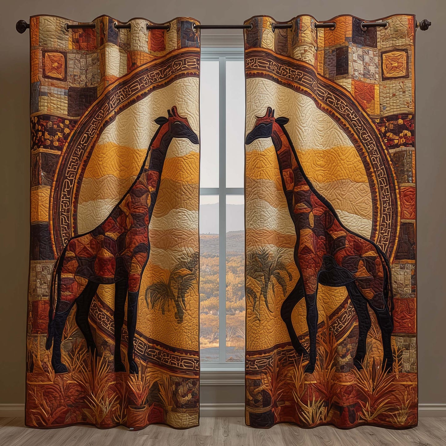 Golden Giraffe Quilted Curtains GFTOQM1730