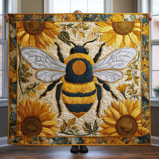 Sunflower Bee Quilted Blanket GFTOQM1735