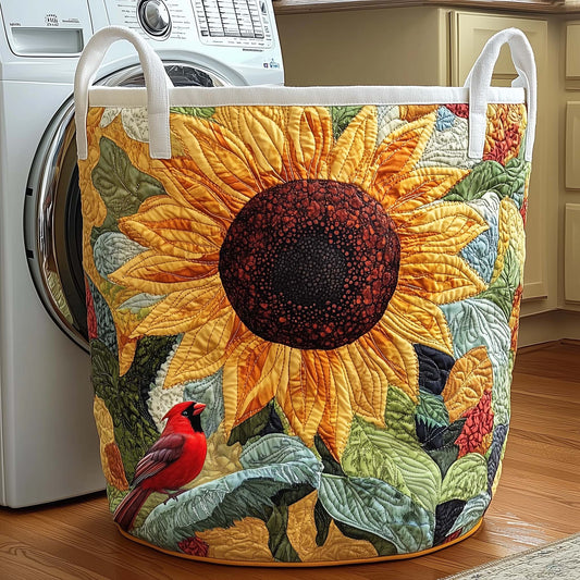 Sunflower Cardinal Quilted Laundry Basket GFTOQM1745