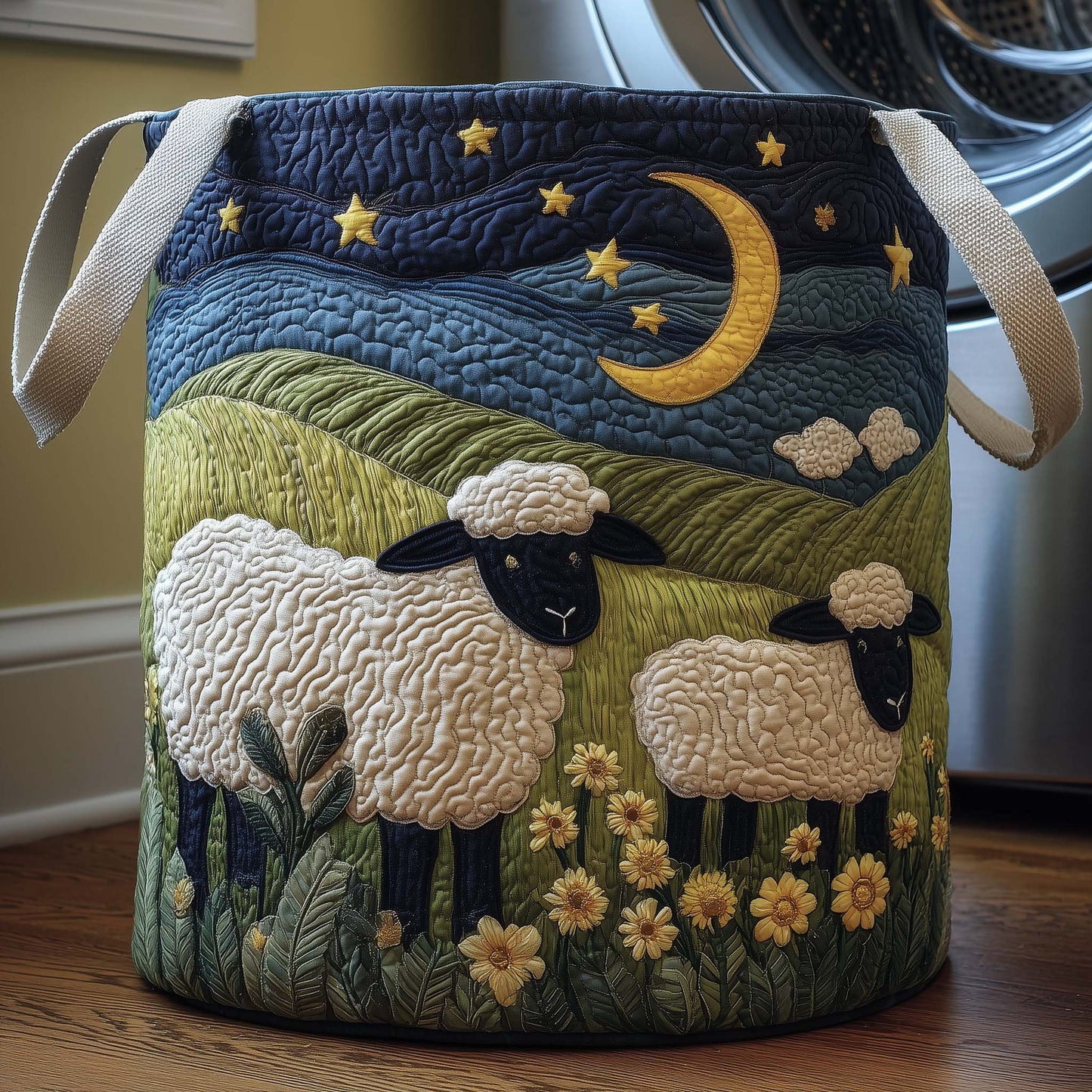 Moonlit Flock Quilted Laundry Basket GFTOQM1749