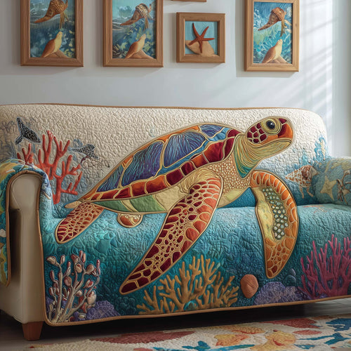 Coral Turtle Quilted Sofa Cover GFTOQM1809