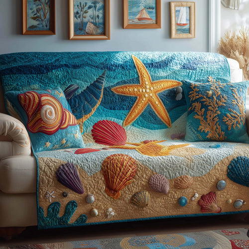 Shell Shore Quilted Sofa Cover GFTOQM1811