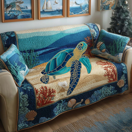 Nautical Turtle Quilted Sofa Cover GFTOQM1812