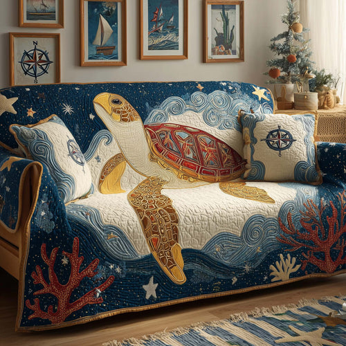 Coastal Patchwork Quilted Sofa Cover GFTOQM1813