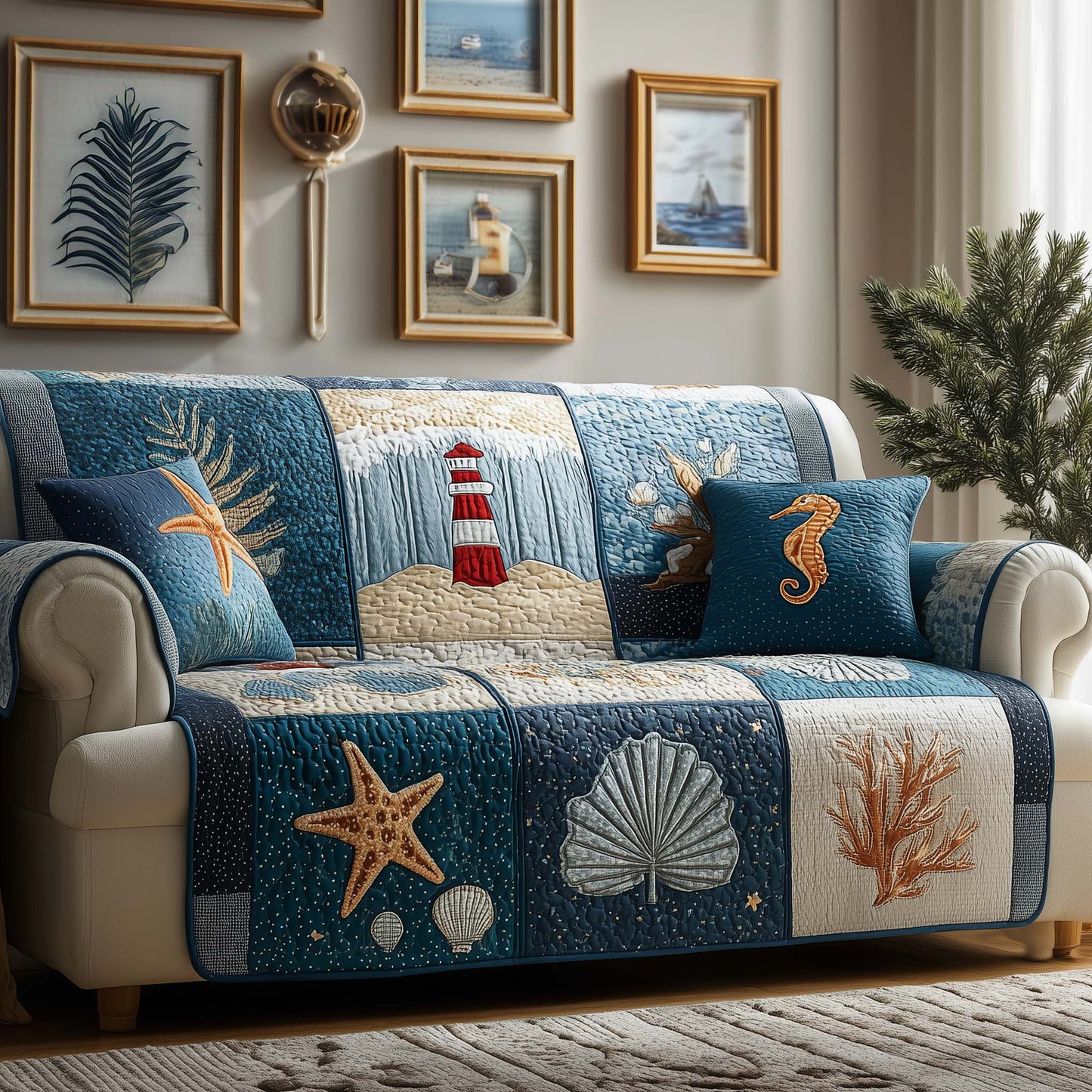 Lighthouse Bay Quilted Sofa Cover GFTOQM1815