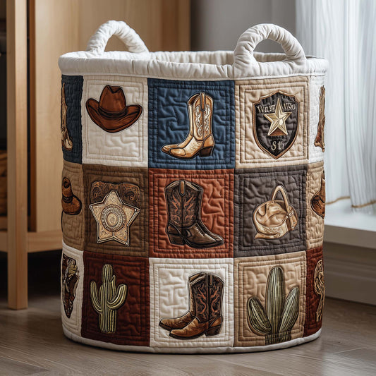 Western Patchwork Quilted Laundry Basket GFTOQM1835