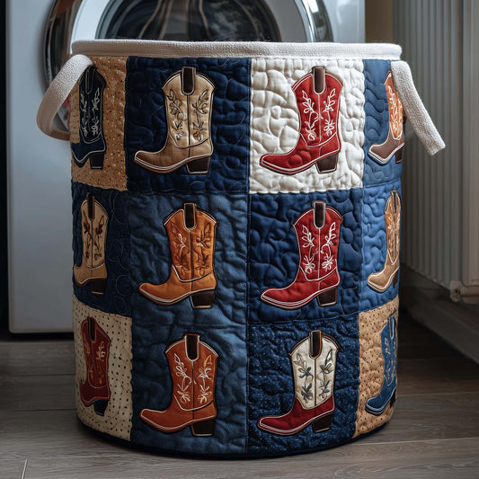 Western Boots Quilted Laundry Basket GFTOQM1836