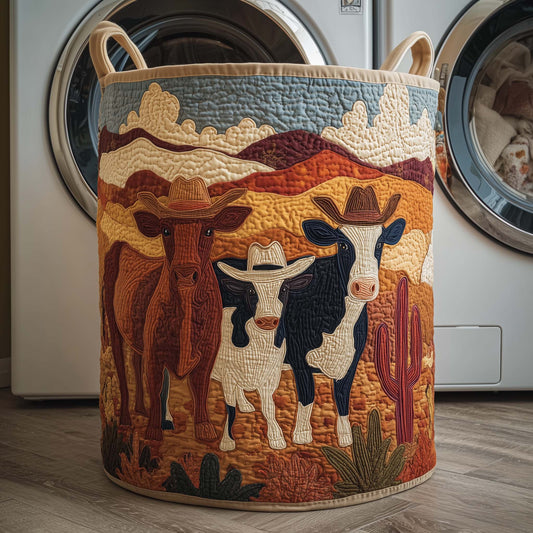 Western Cows Quilted Laundry Basket GFTOQM1839
