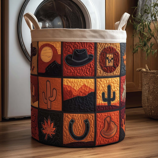 Western Patchwork Quilted Laundry Basket GFTOQM1840
