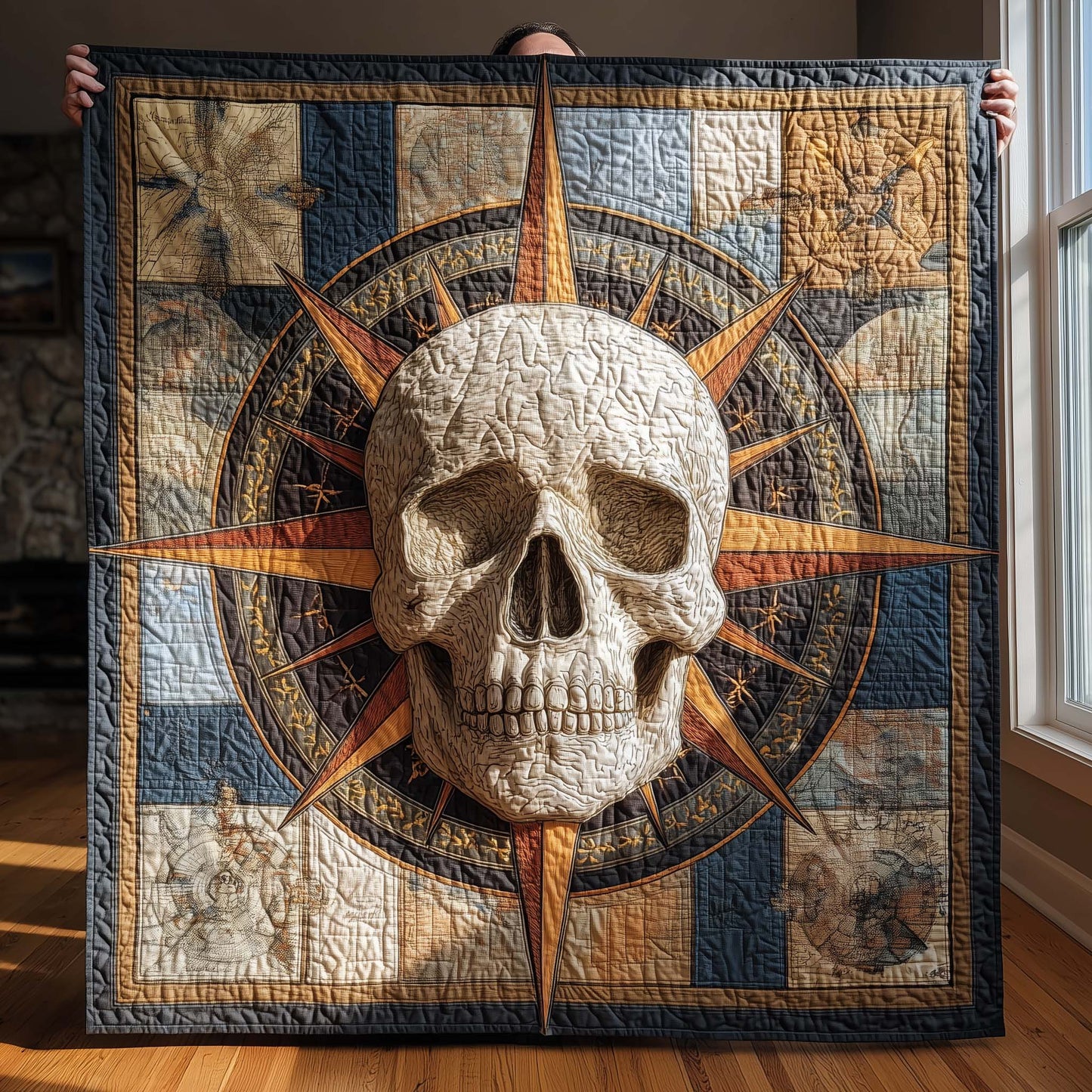Compass Skull Quilted Blanket GFTOQM1842