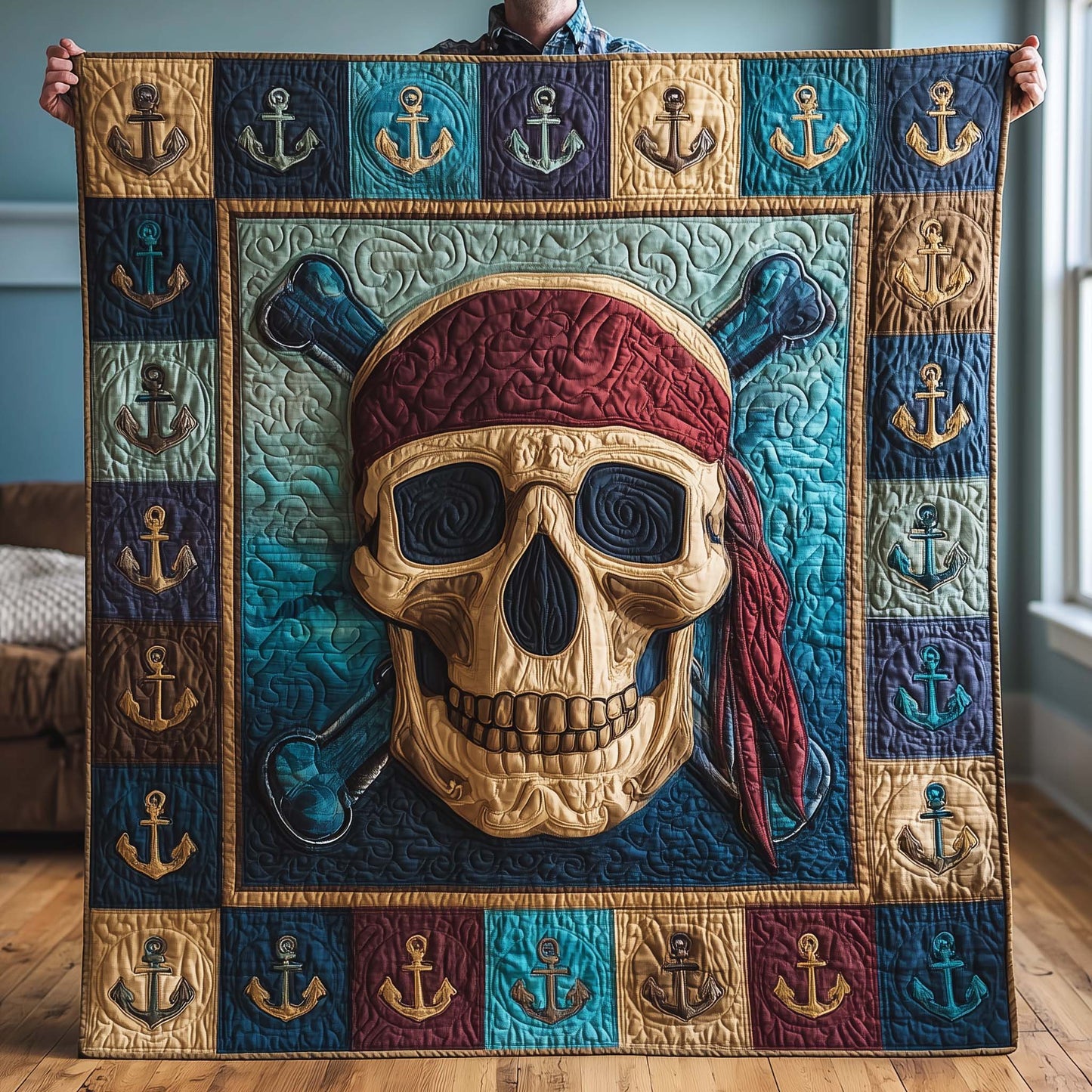 Anchor Skull Quilted Blanket GFTOQM1848