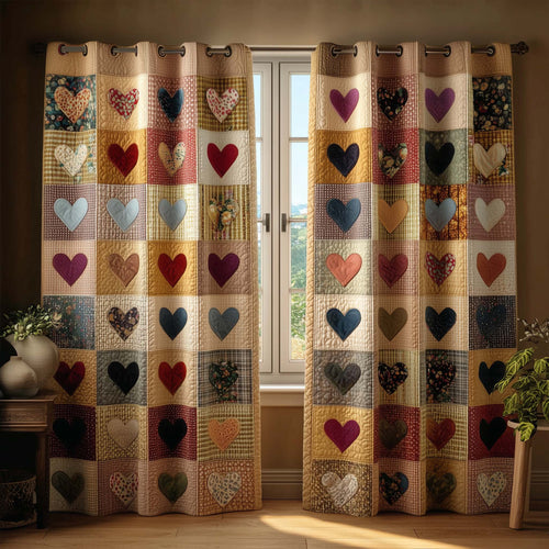 Patchwork Hearts Quilted Curtains GFTOQM1852