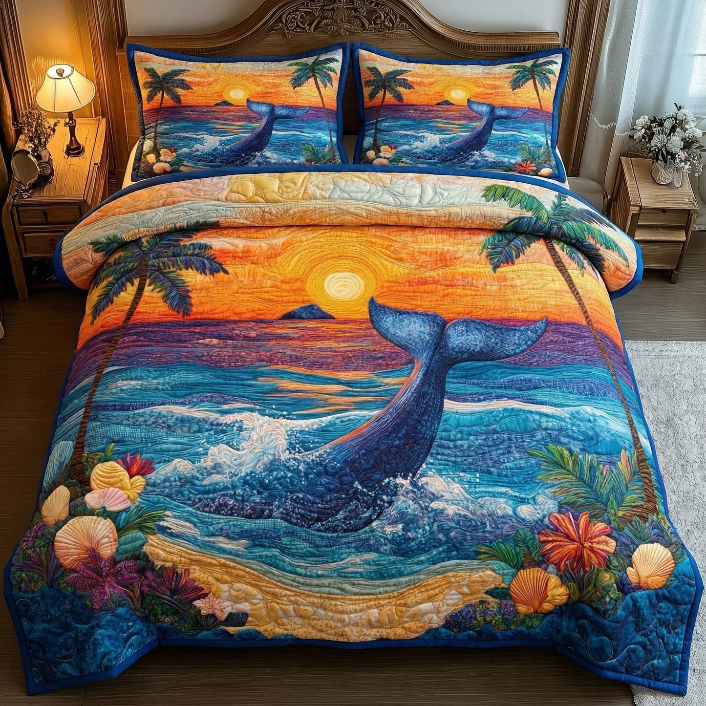 Whale Sunset Duvet Cover Set GFTOQM1887