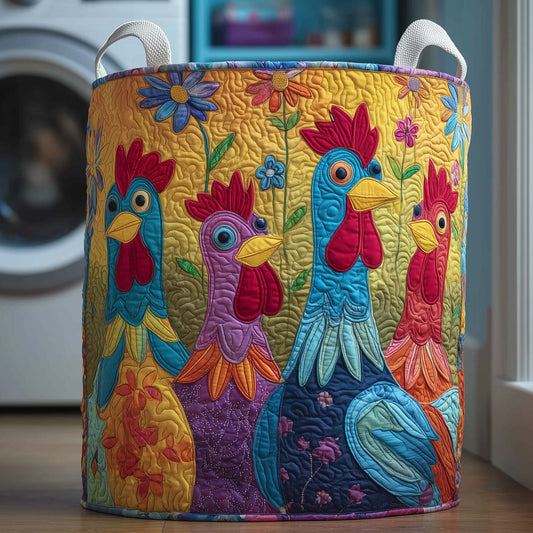 Colorful Hens Quilted Laundry Basket GFTOQM1908