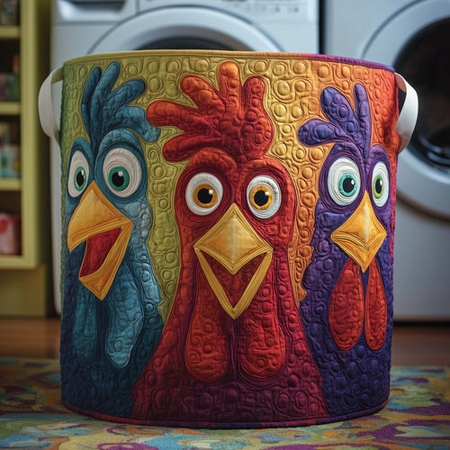 Bold Roosters Quilted Laundry Basket GFTOQM1912
