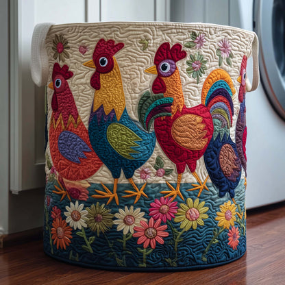 Garden Chickens Quilted Laundry Basket GFTOQM1914