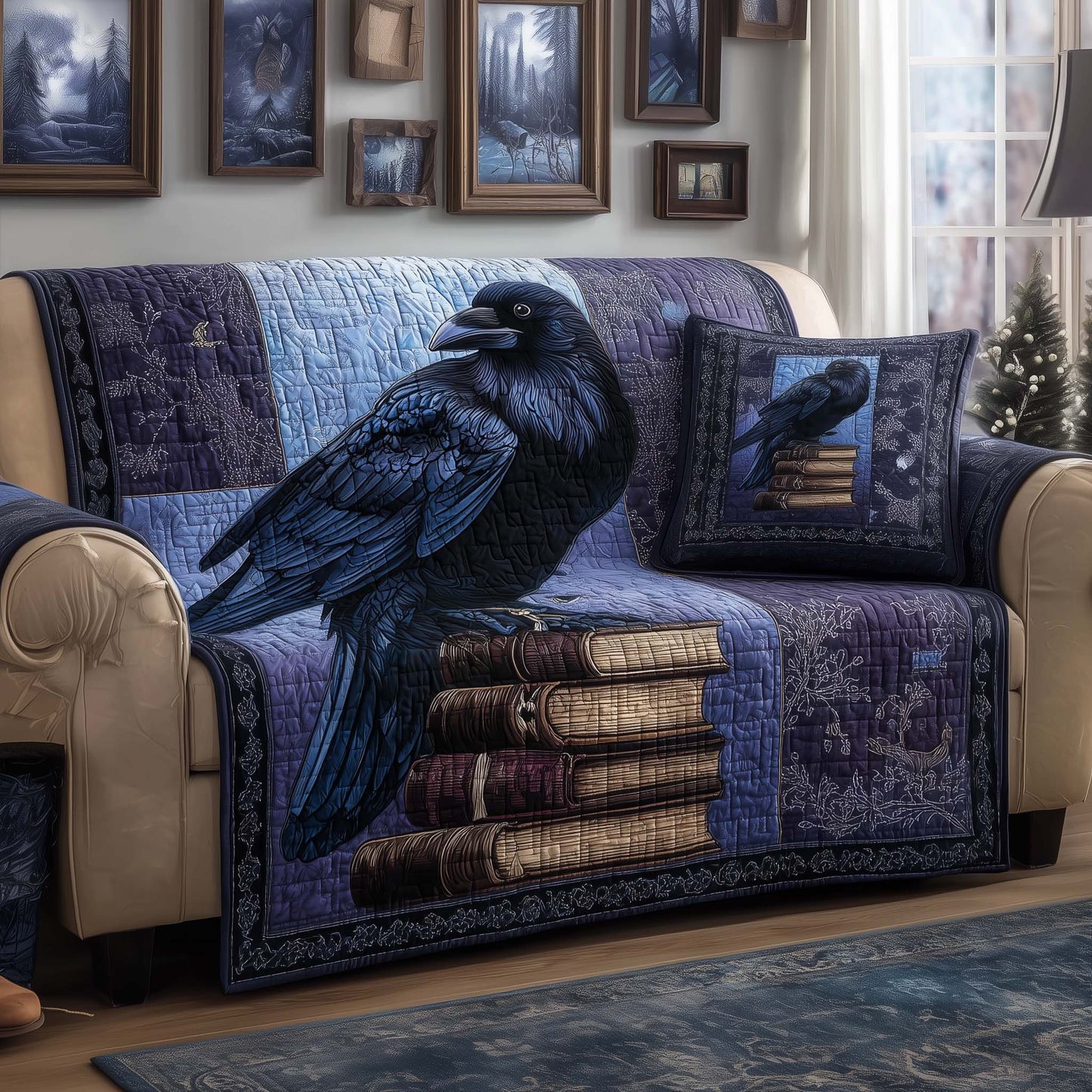 Midnight Scholar Quilted Sofa Cover GFTOQM1928