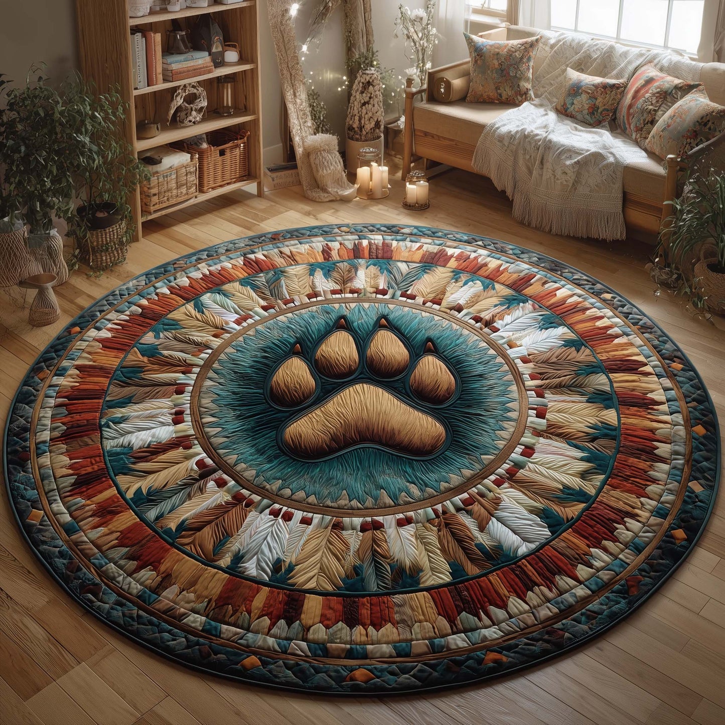 Native Pattern Quilted Round Mat GFTOQM1945
