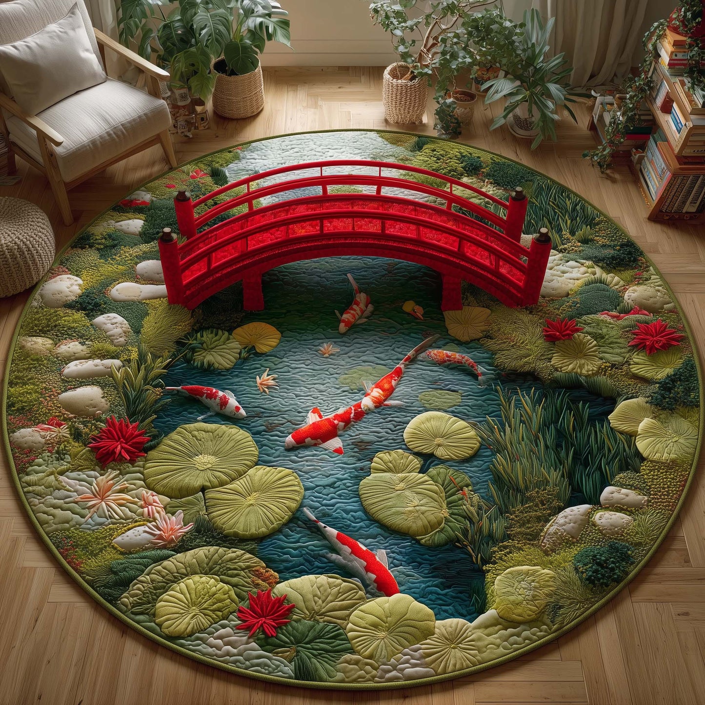 Koi Fish Quilted Round Mat GFTOQM1949