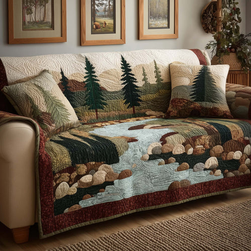 Forest Stream Quilted Sofa Cover GFTOQM1961