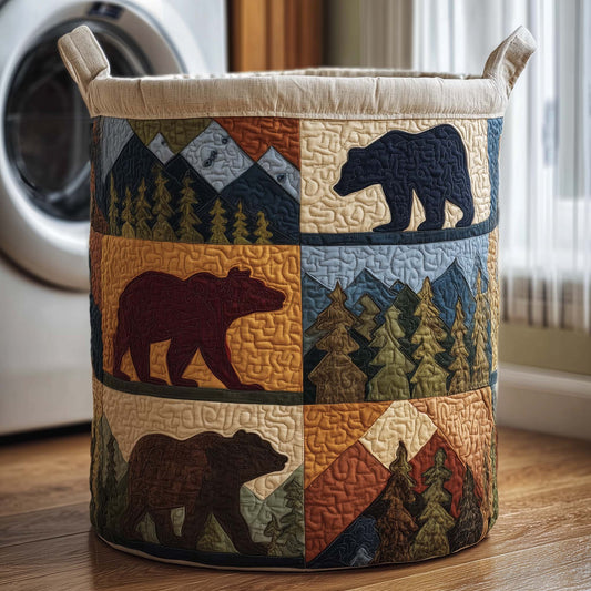 Mountain Bear Quilted Laundry Basket GFTOQM1967