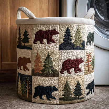 Woodland Bear Quilted Laundry Basket GFTOQM1969