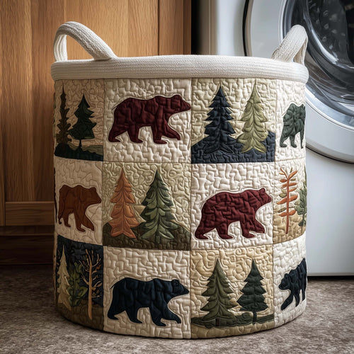 Woodland Bear Quilted Laundry Basket GFTOQM1969