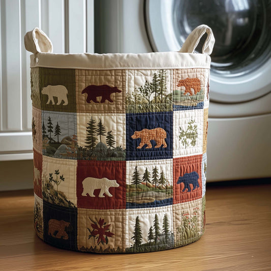 Patchwork Bear Quilted Laundry Basket GFTOQM1970
