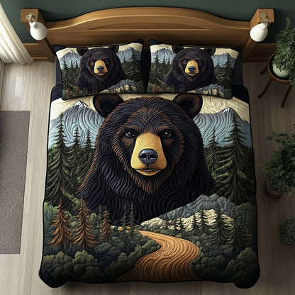 Forest Bear 3-Piece Quilted Bedding Set GFTOQM1984