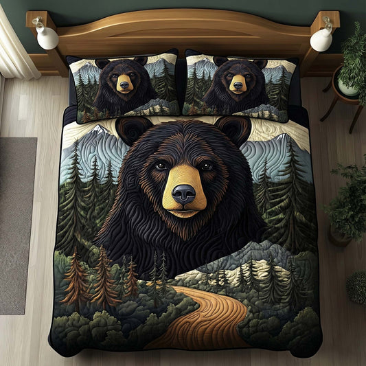 Forest Bear 3-Piece Quilted Bedding Set GFTOQM1984