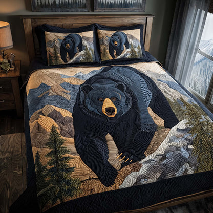Mountain Bear 3-Piece Quilted Bedding Set GFTOQM1985