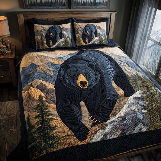 Mountain Bear 3-Piece Quilted Bedding Set GFTOQM1985