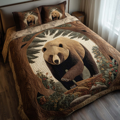 Sunlit Bear 3-Piece Quilted Bedding Set GFTOQM1988