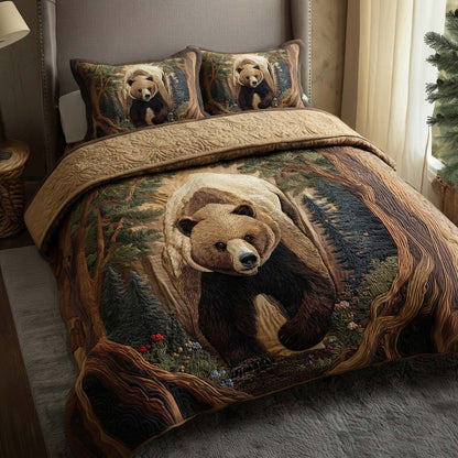 Forest Bear 3-Piece Quilted Bedding Set GFTOQM1989