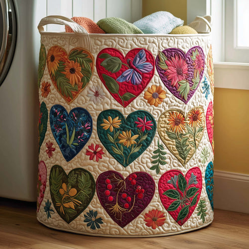 Garden Hearts Quilted Laundry Basket GFTOQM1994