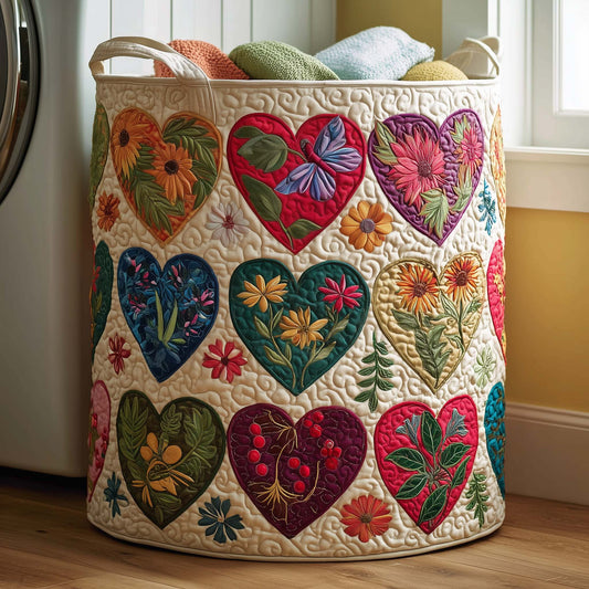 Garden Hearts Quilted Laundry Basket GFTOQM1994