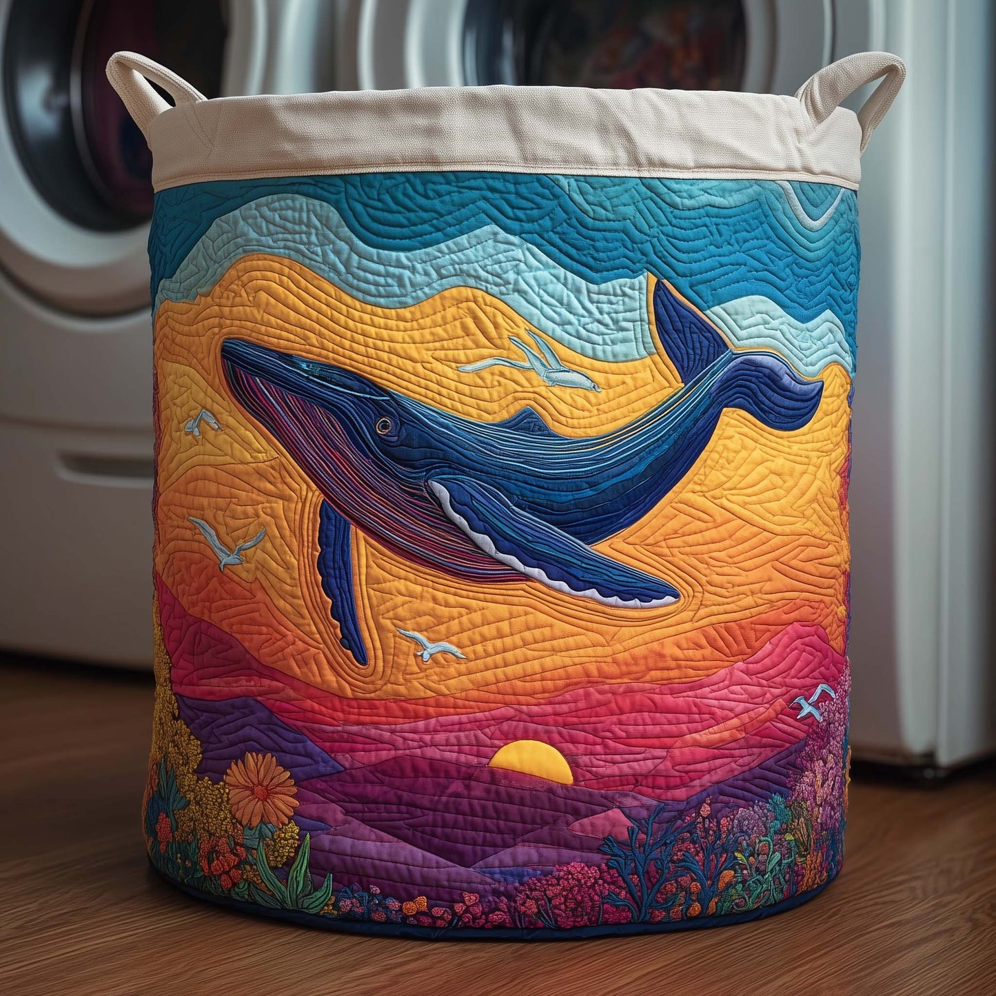 Golden Whale Quilted Laundry Basket GFTOQM1996