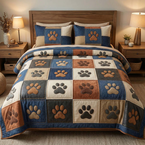 Denim Paws 3-Piece Quilted Bedding Set GFTOQM2020