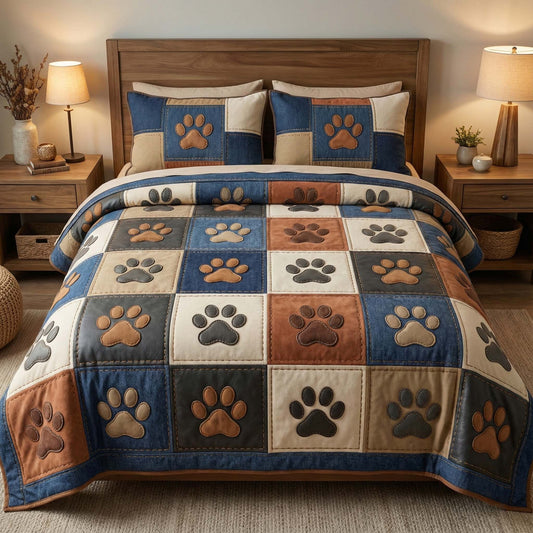Denim Paws 3-Piece Quilted Bedding Set GFTOQM2020