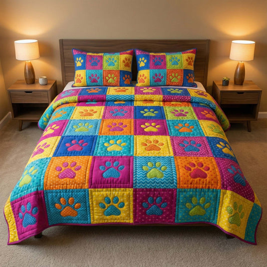 Playful Paws 3-Piece Quilted Bedding Set GFTOQM2021