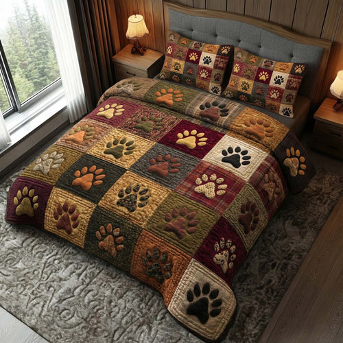 Autumn Paws 3-Piece Quilted Bedding Set GFTOQM2022