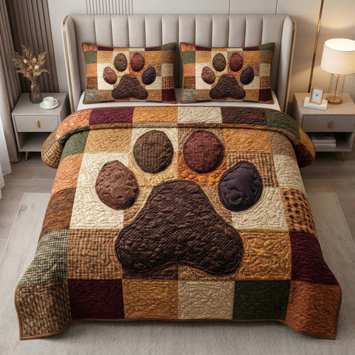 Patchwork Paw 3-Piece Quilted Bedding Set GFTOQM2023