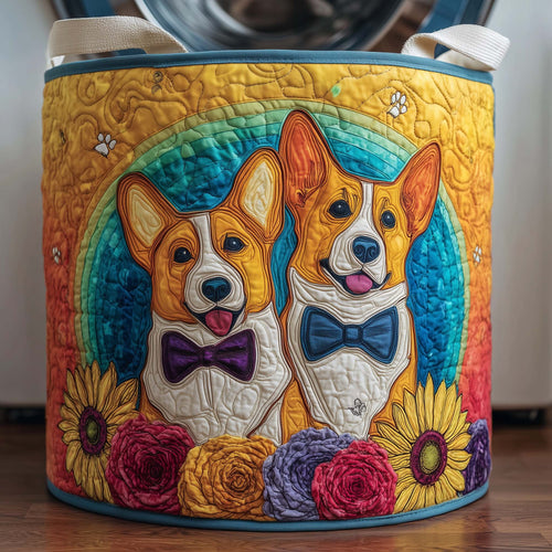 Corgi Duo Quilted Laundry Basket GFTOQM2024